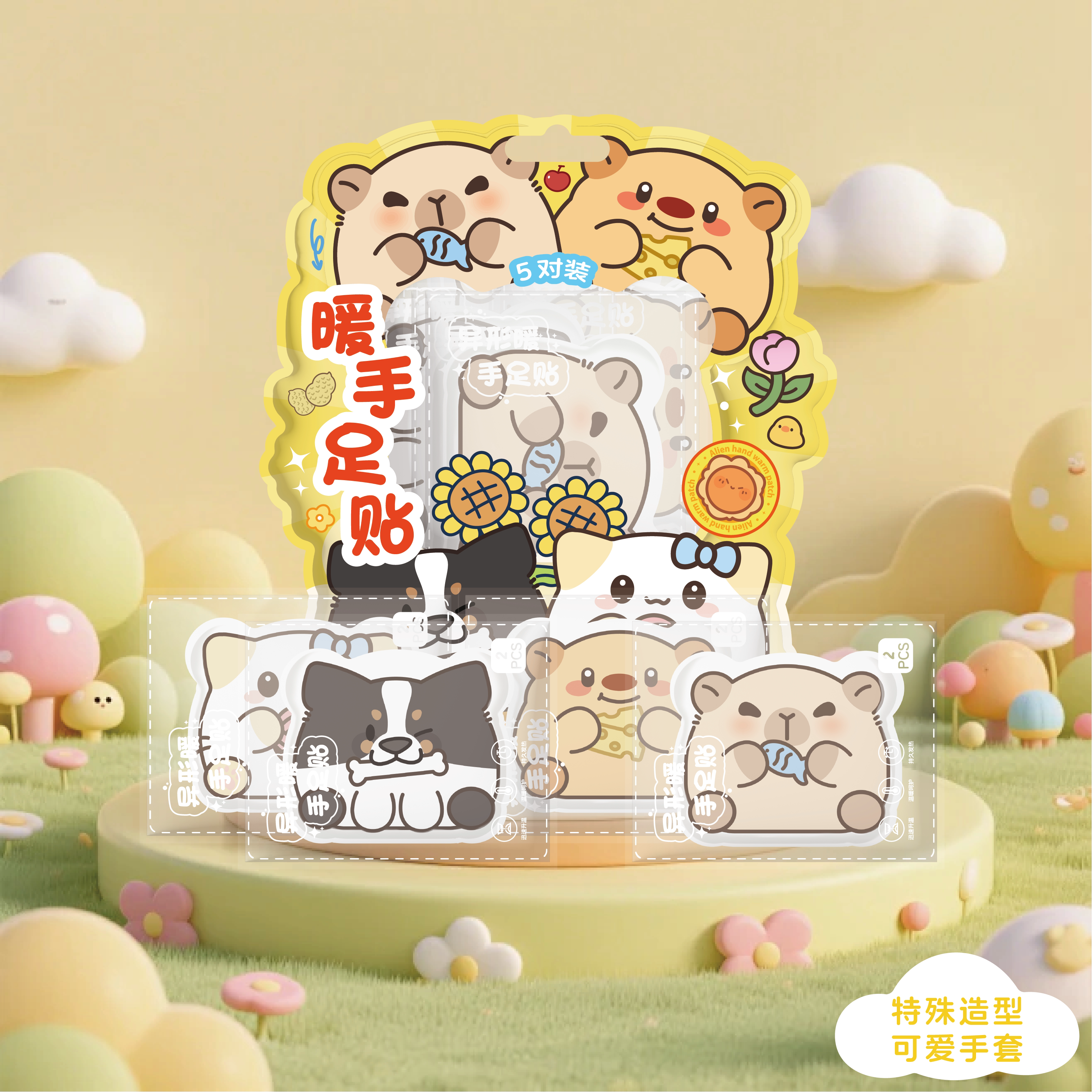 蒸汽热敷穿戴式暖手宝自发热持久男女学生可爱动物异形护手暖足贴