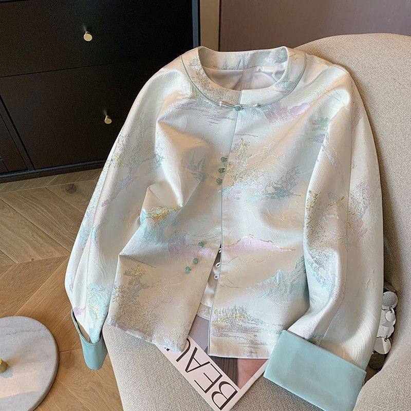 2024秋季提花气质盘扣外套高端