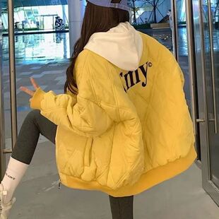 小个子轻薄款 2025年新款 棒球服夹棉女外套 秋季 菱格棉衣棉服女春季