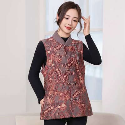 女士驼绒棉盘扣开衫棉袄