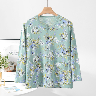 老人纯棉长袖开衫碎花上衣女中老年妈妈宽松薄款家居服空调睡衣夏