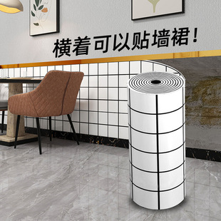 黑白格护墙板加厚墙贴厨房墙面防油防火耐高温贴纸自粘墙纸铝塑板
