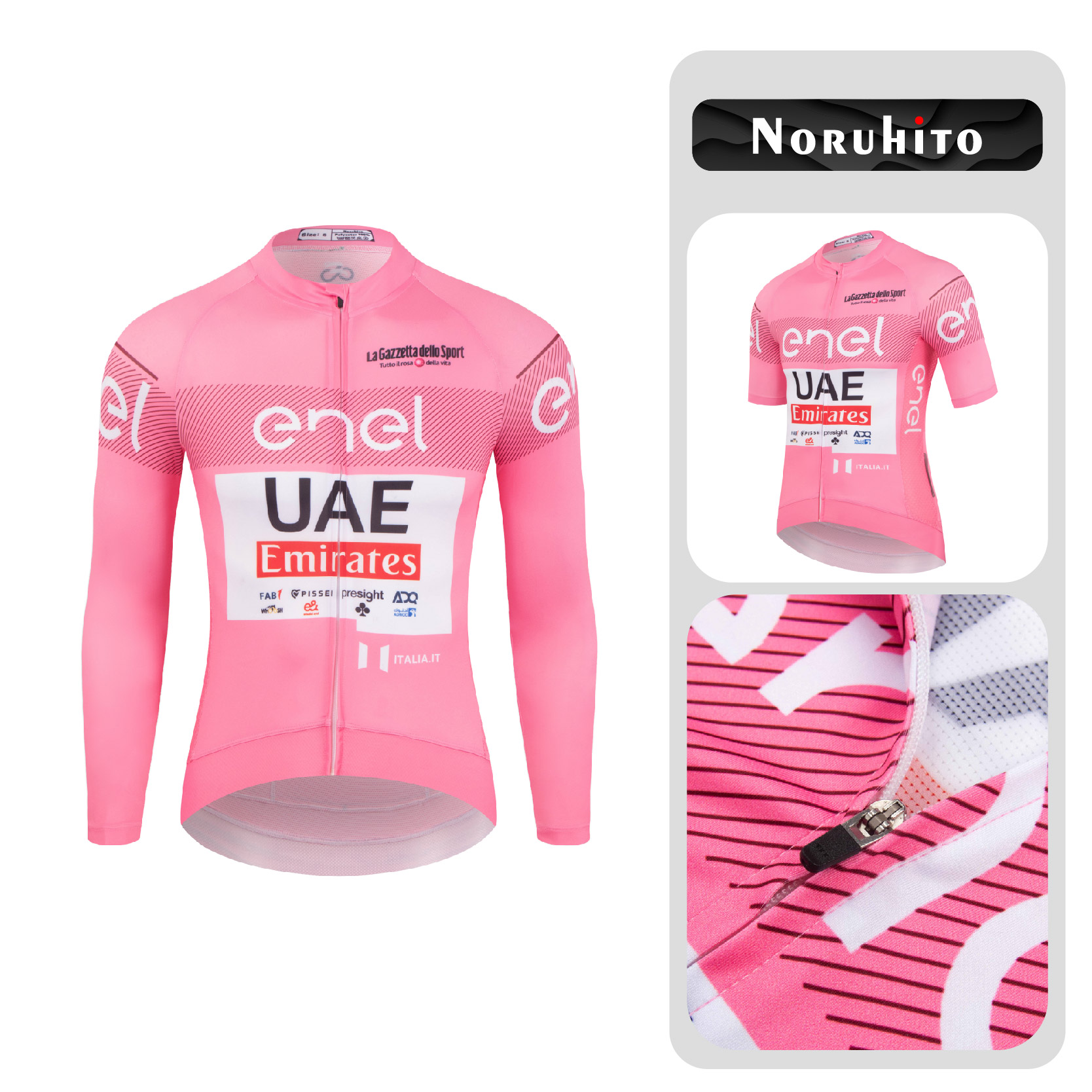 Noruhito环法车衣粉衣波加查环意粉骑行服长短袖男女自行车服UAE