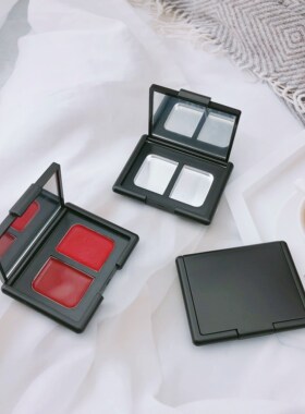 NRAS同款盒DIY口红分装盒便携带镜高光腮红眼影压盘双格小样空盒
