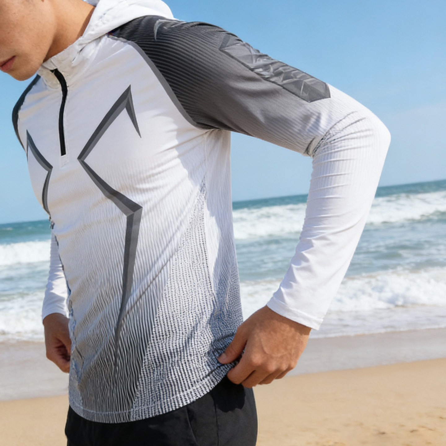 新款夏季钓鱼服冰丝防晒透气路亚服连帽卫衣AT-136