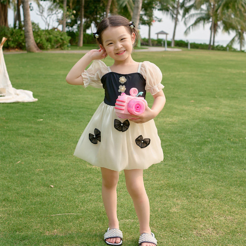 儿童泳衣女童连体裙式平角可爱女孩公主裙中小童宝宝走秀泳装