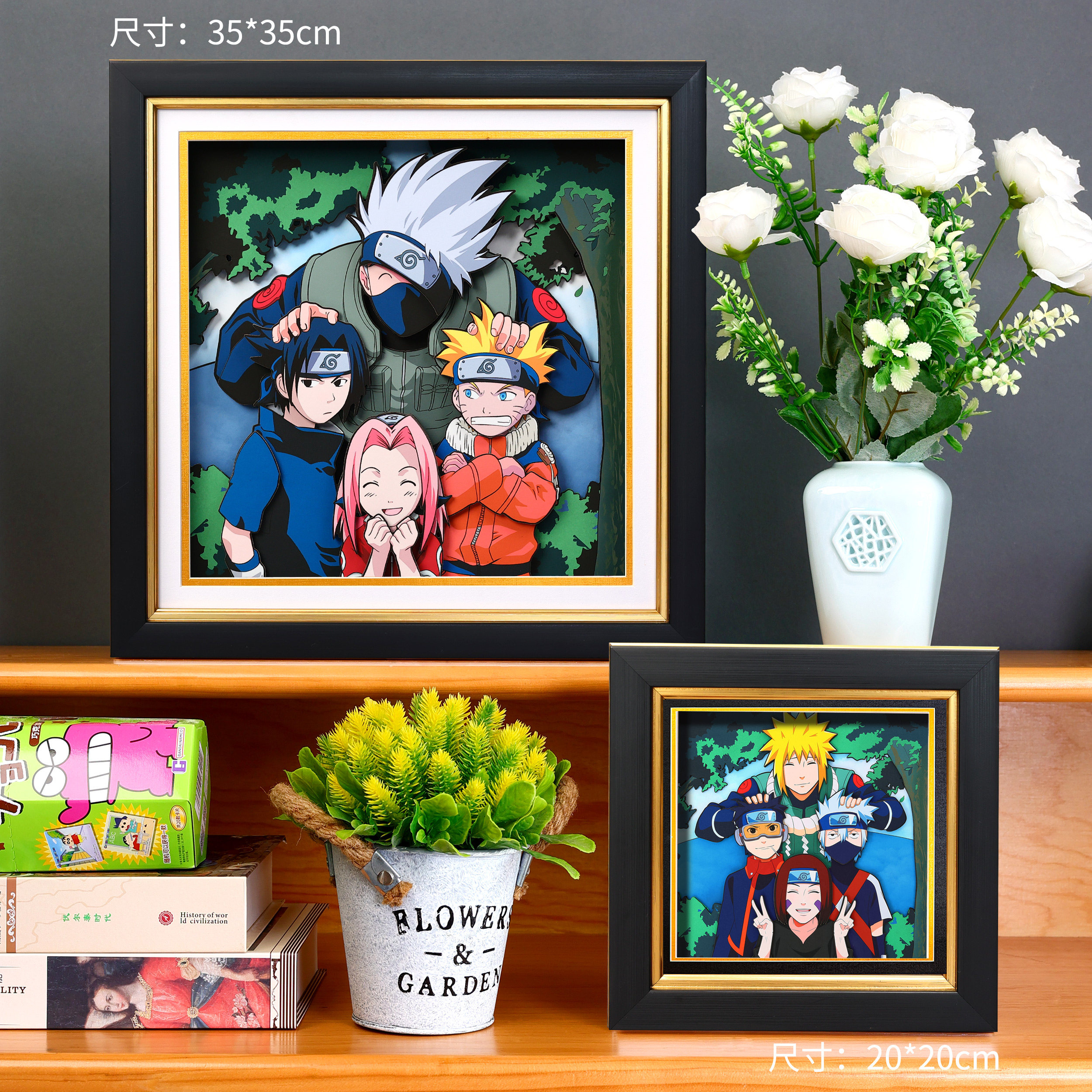 3D火影忍者鸣人第七班手工立体画周边手办摆件装饰挂画生日礼物