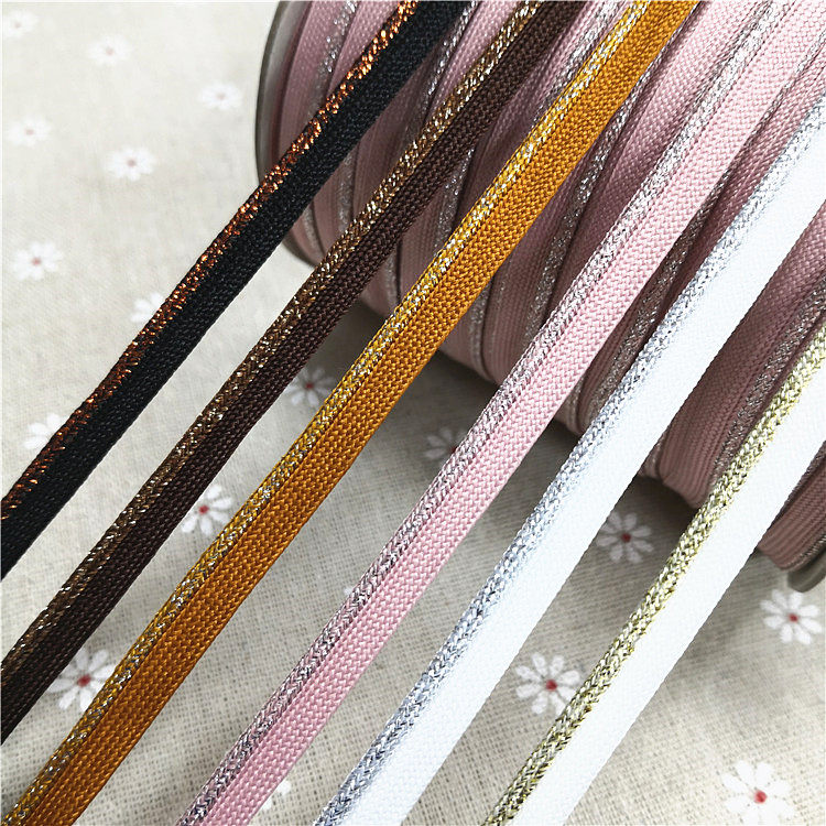滚边绳10mm涤纶金银葱滚边带嵌条出芽条子母带服装抱枕沙发唧边绳