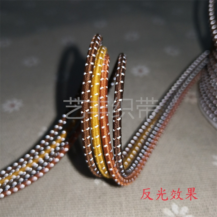 特殊效果反光弹力绳间色跳点圆橡筋羽绒服背包松紧抽绳DIY丈根绳