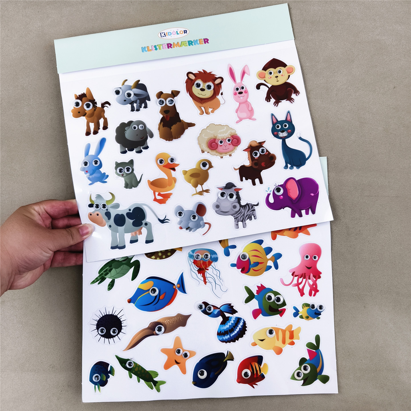 孤品!2张1组!海洋动物会动的眼睛贴纸