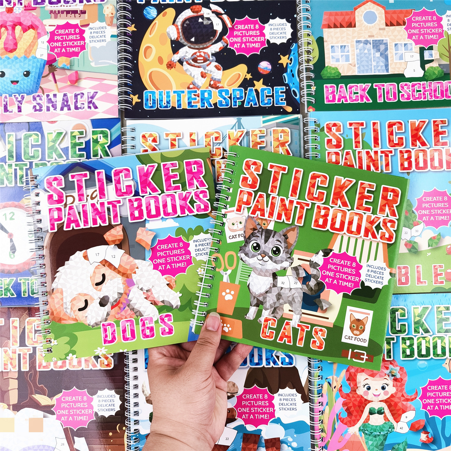 stickerbook出口外贸儿童卡通拼图贴画贴纸图画册益智专注力解压