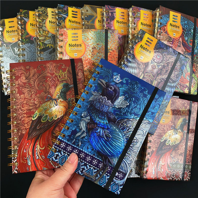 绝美！外贸～B6浮雕镭射烫金工艺艺术风精装硬壳横线笔记本160页