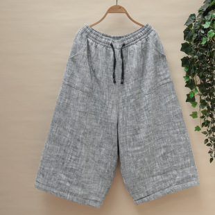 冬季 女复古夹棉垮裤 色织老布靴裤 宽松个性 大码 阔腿八分裤 休闲棉裤