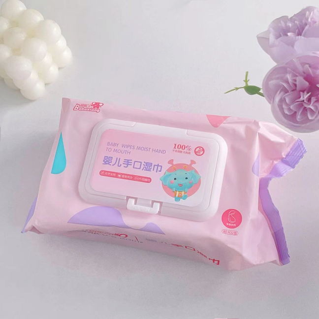 巴巴象湿巾手口专用婴儿孕妇可用安全有盖80抽每包