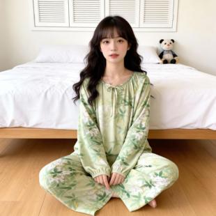 睡衣长袖长裤春秋季2026年新款家居服套装女款学生日系甜美田园风