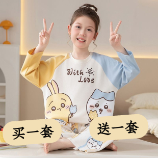 儿童睡衣女童2025新款春秋季纯棉长袖薄款大童洋气女孩家居服秋款