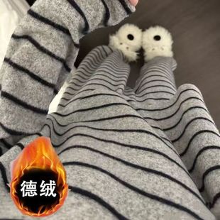韩版 长裤 休闲简约条纹睡衣家居服 磨毛长袖 宅家穿出氛围慵懒感呀