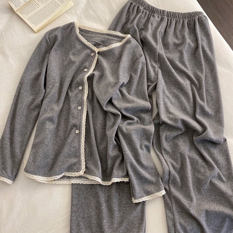 秋冬保暖，简约德绒长袖家居服