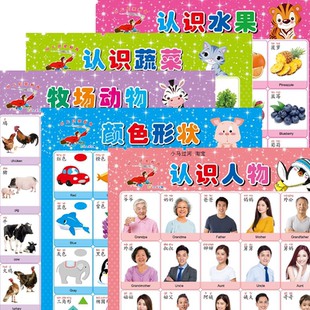 幼儿早教启蒙宝宝益智认识人物称呼称谓水果蔬菜动物世界无声挂图