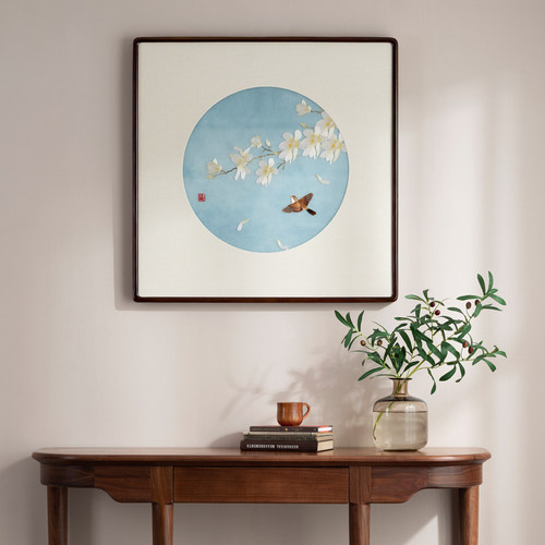 苏绣玉兰玄关沙发背景客厅山水壁画成品带框新中式绣花纯手绣精品 - 封面