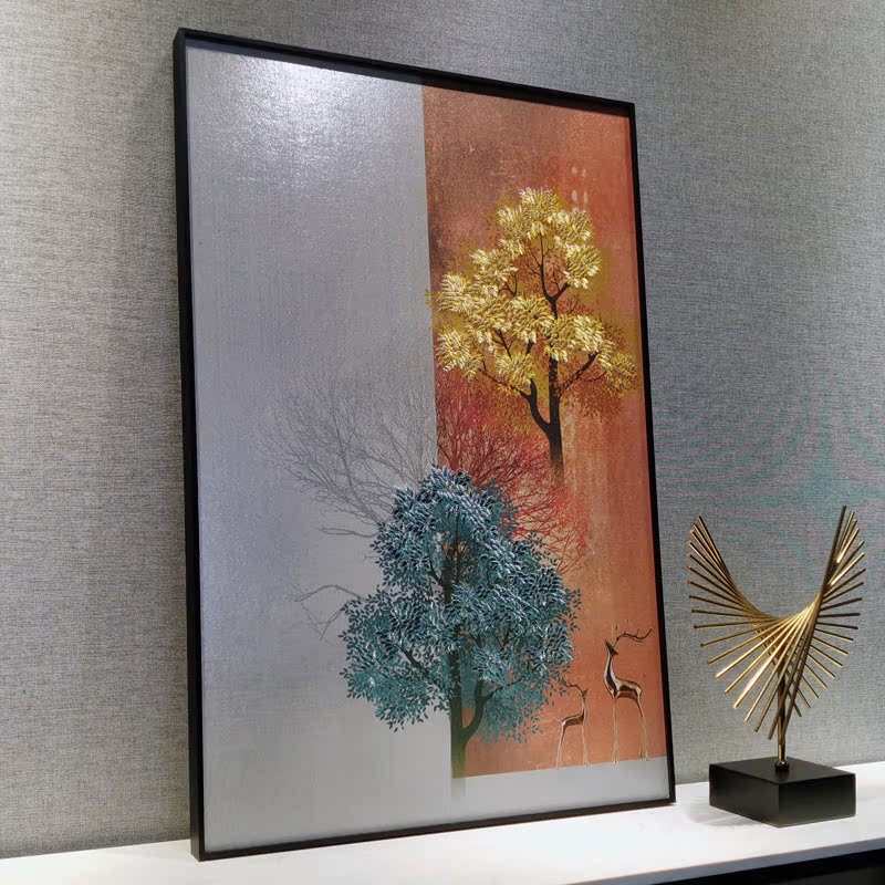 孤品促销半绘半绣入户玄关苏绣挂画植物局部刺绣走廊茶室成品装饰图片