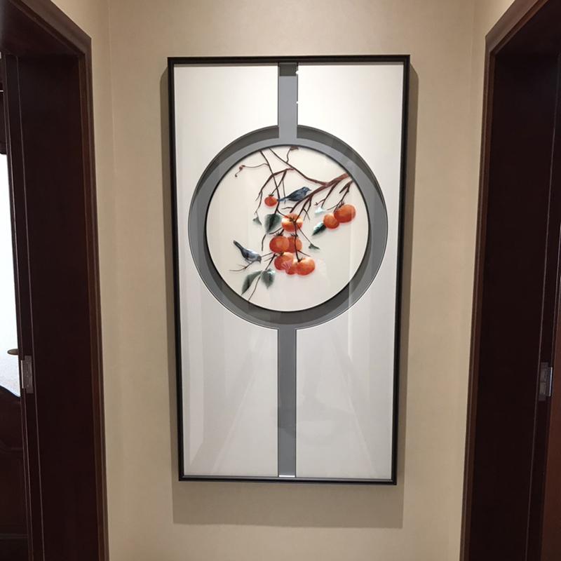 新中式创意装裱太极鱼刺绣画餐厅书房成品挂画古典入户玄关装饰画图片