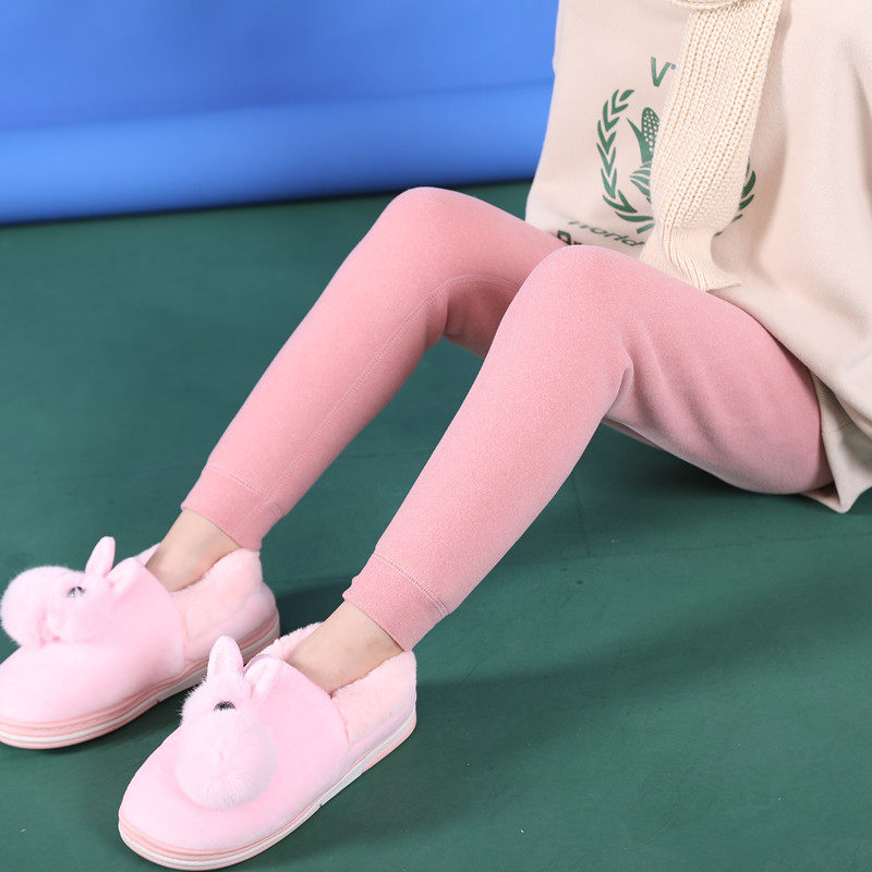 女童加绒打底裤加厚儿童保暖裤中大童棉裤女孩洋气绒裤子秋冬