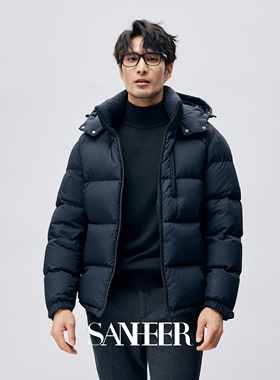 【时尚冬季】蓬松白鹅绒填充高档男士连帽短款羽绒服外套 DAD307