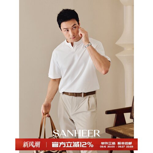 高支长绒棉薄款面料圆领短袖T恤