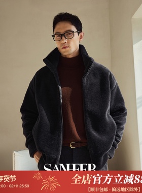 【暖糯北极熊】美丽奴纯羊毛颗粒羊羔绒 冬季立领夹克外套 DAJ405