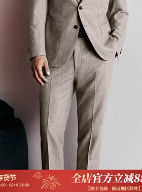 高端意式绅装 意大利VBC法兰绒厚款羊毛面料冬季正装西裤 DBS083