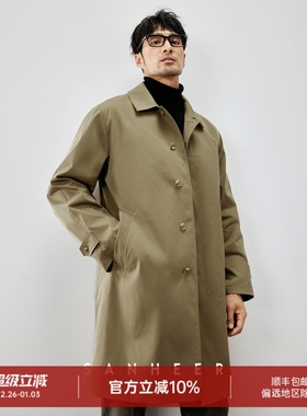 商务绅士 抗皱科技记忆面料格纹里衬男士中长款卡登姆风衣 DAF188