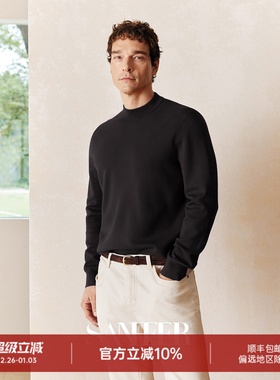 冬季高端BIELLA羊毛纱线 加厚织法轻量保暖男士半高领毛衣 DAZ755