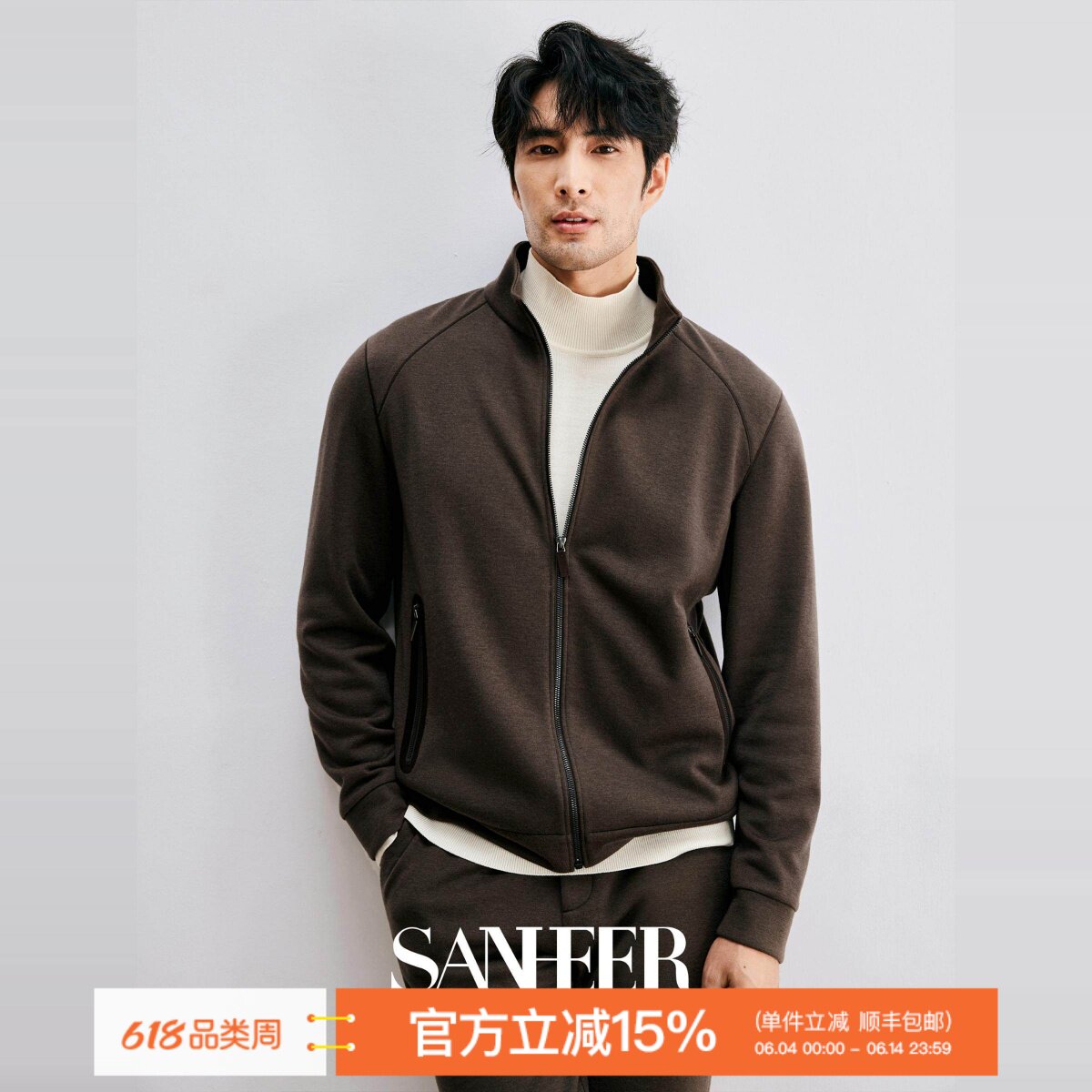 高端老钱风 针织羊毛复合丝柔保暖面料 秋冬立领夹克外套 DAJ388