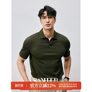 T恤 商务老钱绅士 翻领短袖 修身 DAT938 高端桑蚕丝长绒棉珠地男士