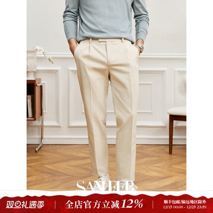 【百搭裤王】高档莱赛尔棉弹力面料 春夏季单褶直筒休闲裤 DBL105