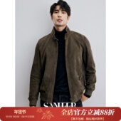 高奢老钱风 高档反绒绵羊皮 男士 意式 哈灵顿真皮皮衣外套 DAL113