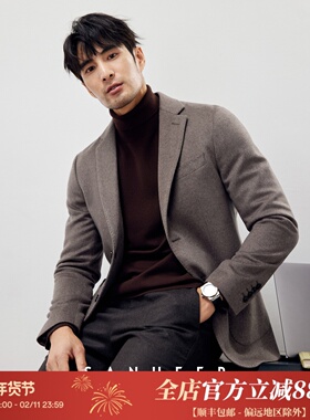 高端商务绅士 COLOMBO哥伦布水波纹羊绒 男士修身西装外套 DAS218