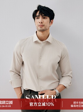 优雅意式绅士 舒适四面弹针织面料 抗皱拱针工艺长袖衬衫 DAH412