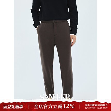 【杰系老钱风】高档针织羊毛复合保暖面料 松紧腰休闲长裤 DBL096