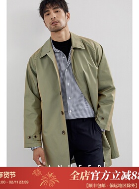 经典卡姆登风衣 日本进口双色面料男士插肩袖宽松版型外套 DAF179