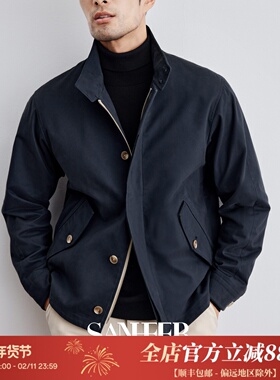 商务绅士 高档棉质磨毛面料 色织格子里布立领夹克外套男 DAJ361