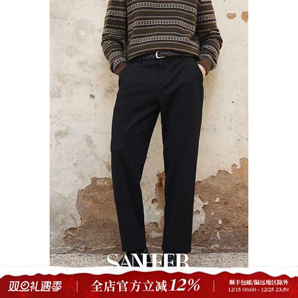 【都市随行】保暖防风易打理加厚面料 冬季百搭单褶休闲裤 DBL123