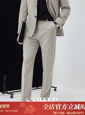 【精英通勤】抗皱易打理花纱磨毛面料 秋冬侧腰松紧休闲裤 DBL126