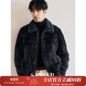 哥本哈根紫标水貂印花工艺桑蚕丝内里皮草外套 SANHEER DAL136