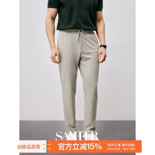 无拘束高弹力细格面料男士休闲裤