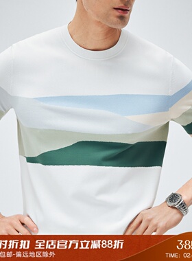 【旷野山间】日本冰丝凉感纱线 ADF嵌花工艺圆领短袖T恤衫 DAT988