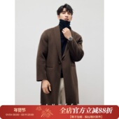 高品质纯羊毛双面呢 男士 中长款 优雅绅士 青果领毛呢大衣 DAF196
