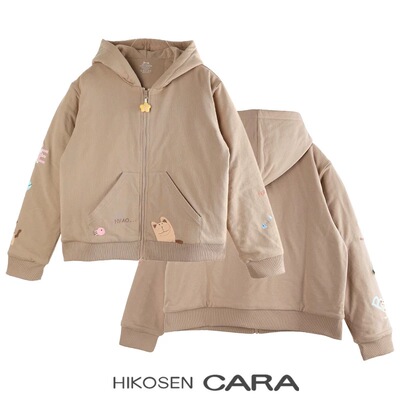 HIKOSEN CARA卡拉猫冬季卫衣连帽棉服宽松厚款保暖拉链棉衣外套
