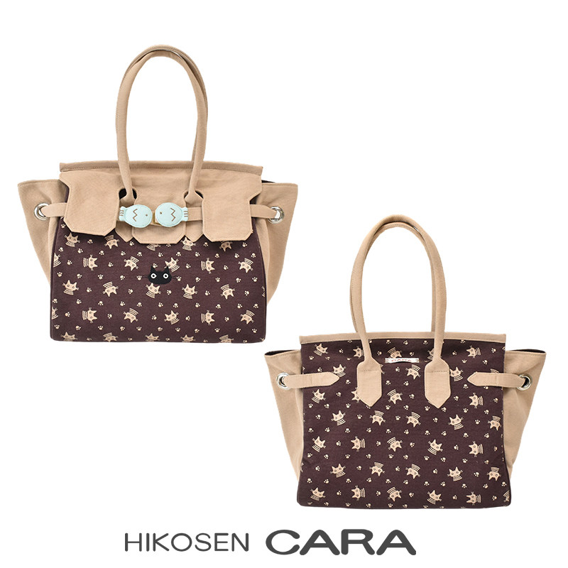 HIKOSEN CARA卡拉猫印花帆布包女单肩手提托特包时尚百搭休闲包